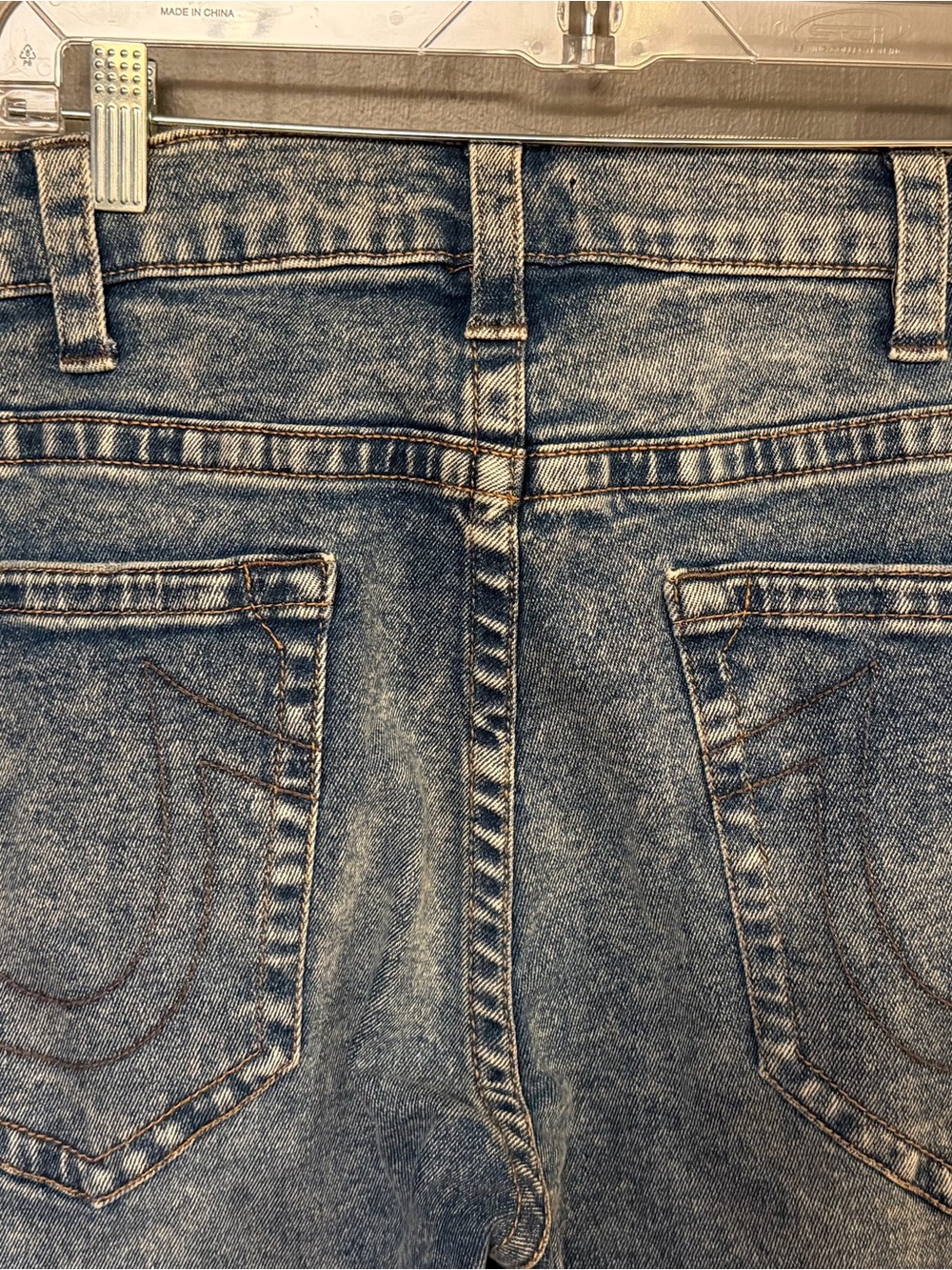 True Religion Men's 46x32 Light Blue Washed Relaxed Jeans